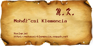 Mohácsi Klemencia névjegykártya